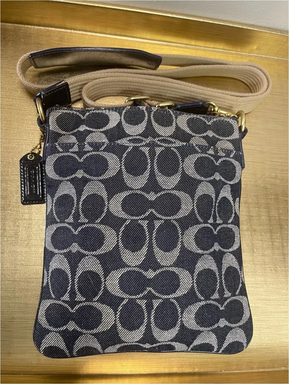 Coach Signature Canvas Crossbody Bag with Turnlock Closure